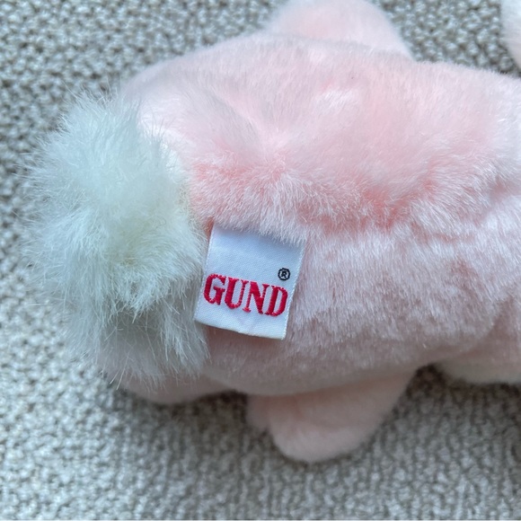 GUND Plush Bunny Rabbit Cheeks Pink White Heather Vintage 1982 Stuffed Animal - Picture 4 of 8
